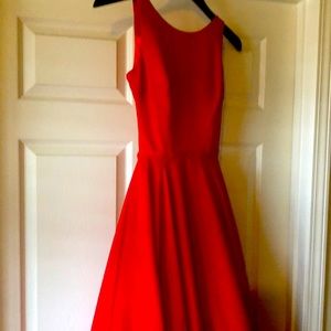 Red formal dress size 0 comes with shoulder cover around 55 inches long